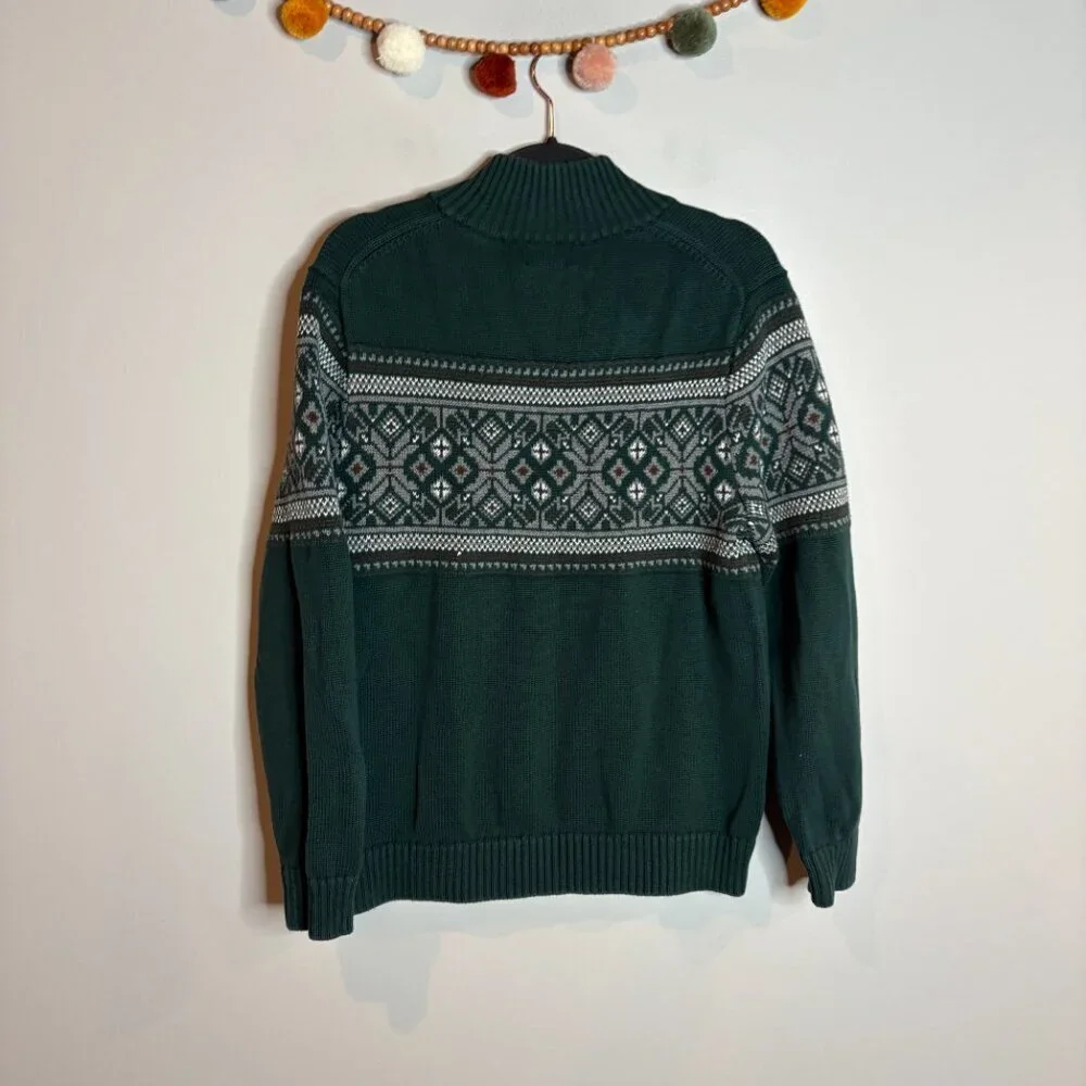 Vtg 90's LL Bean dark green half zip sweater